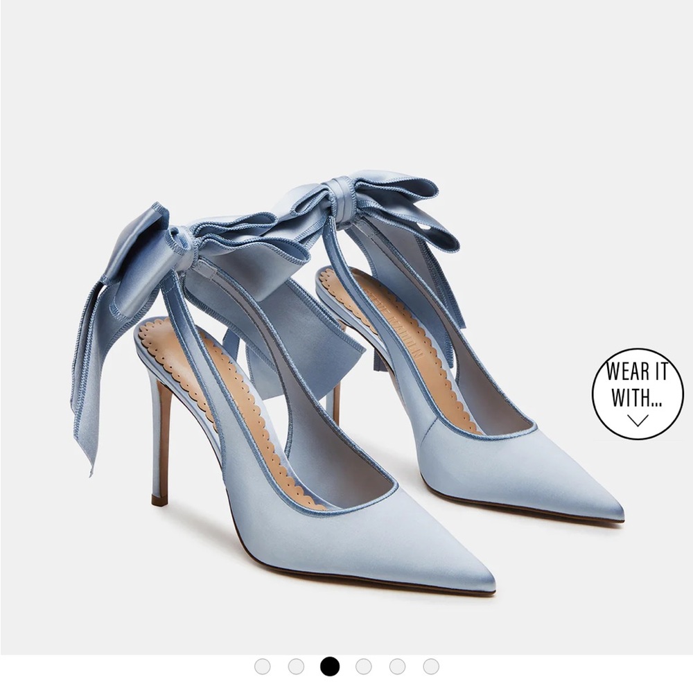 Steve Madden Light Blue Satin Bow Heels - Picture 3 of 6